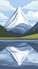 Wall Mural - A peaceful lake mirroring the majestic, snow-dusted peaks