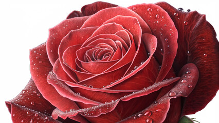 Wall Mural - Beautiful red rose with dew drops showcasing delicate petals and captivating colors in natural light Transparent PNG