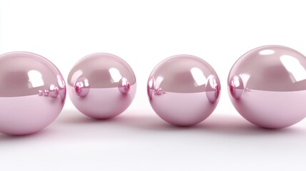 Wall Mural - Graceful 3D pearl spheres featuring gentle pastel hues against a shiny white backdrop