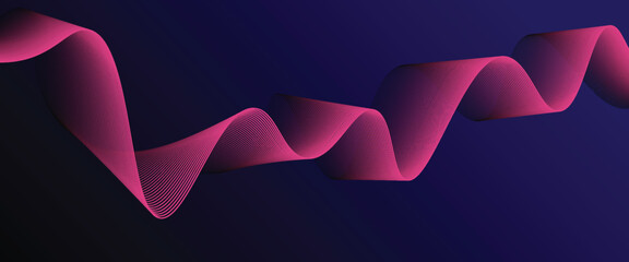 Wall Mural - dark blue abstract background with glowing wave lines. futuristic background modern concept technolo