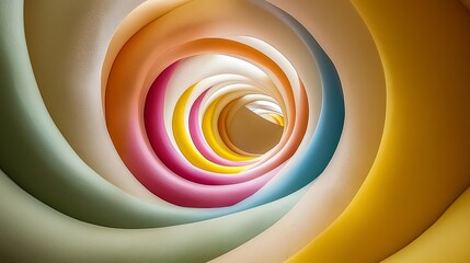 Poster - Colorful spiral patterns create a mesmerizing visual effect in a modern architectural space