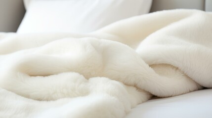 Wall Mural - Experience the cozy comfort of white plush fleece, perfect for blankets and apparel with a soft, warm touch.