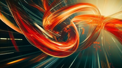 Aufkleber - A futuristic depiction of light particles racing through an abstract digital world, with glowing trails and a high-tech grid structure symbolizing light's speed