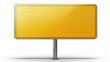 © peppastocker - Blank yellow rectangular sign on stand with reflective surface isolated on white background