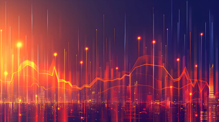 Poster - abstract representation of data trends with vibrant colors and dynamic lines.
