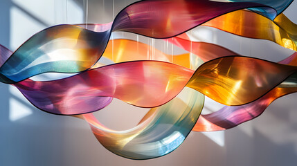 Wall Mural - abstract colorful waves of light and shadow intertwining, creating a dynamic visual experience. lumi