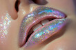 © Ann - Shimmering lips adorned with glitter at a vibrant makeup session in bright lighting