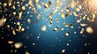 © Critink - Golden confetti falling, celebratory blue backdrop