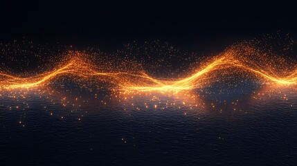 Wall Mural - Abstract glowing orange wave, dark background, energy concept, website banner.