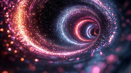 Wall Mural - Abstract swirling light tunnel, digital art, cosmic background, for futuristic designs.