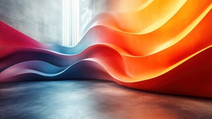 Wall Mural - Abstract circular gradient waves radiating bright colors with smooth textures