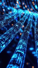 Wall Mural - abstract data streams flowing in a matrix-like pattern, symbolizing digital connections and technolo
