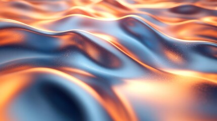 Wall Mural - abstract flowing metallic textures with soft glowing reflections