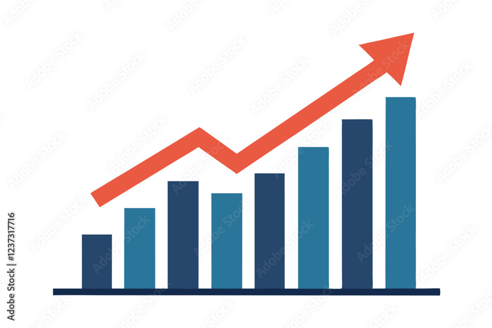 Graph with rising trend vector art illustration Stock Vector | Adobe Stock