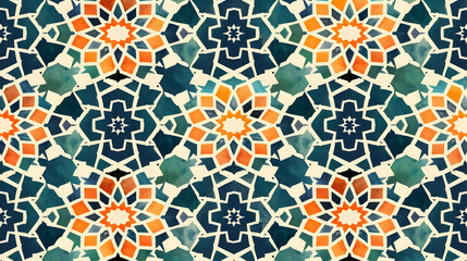 Poster - A vibrant geometric pattern featuring intricate designs in various colors.