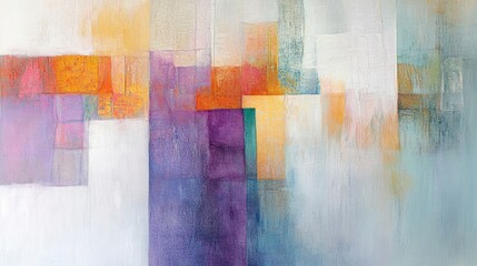Poster - This artwork showcases a blend of colorful geometric shapes, utilizing soft textures and vibrant hues to create a captivating visual experience