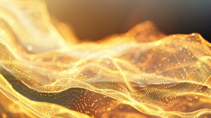 Fototapete - Flowing golden waves ripple gracefully, merging light and texture to evoke a sense of warmth and depth in dynamic forms