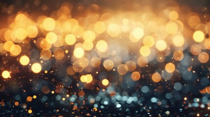 Poster - Warm golden bokeh lights create a magical ambiance, illuminating the background with a soft glow, perfect for celebrations and gatherings