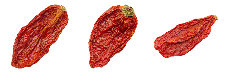 Wall Mural - Dried Chili Peppers on White  Isolated on transparent background