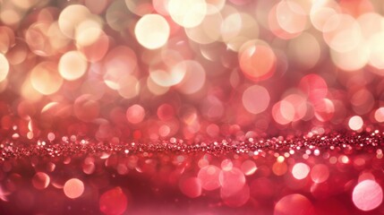 Poster - A dazzling background of red glitter and subtle bokeh lights evokes a festive feeling, perfect for parties or celebrations during the holidays