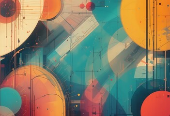 Poster - Abstract Geometric Artwork Featuring Circles and Lines
