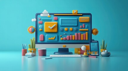 Colorful Digital Workspace Design Elements and Icons