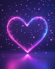 Poster - Blue and purple heart shaped glow abstract romantic Valentines concept background