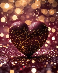 Poster - Burgundy and gold shimmering bokeh abstract romantic Valentines concept background