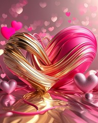 Poster - Gold and pink dynamic streaks abstract romantic Valentines concept background