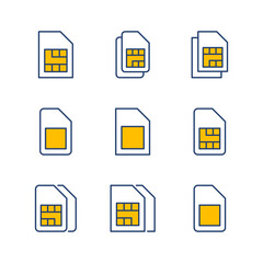 Wall Mural - Sim card icon set. dual sim card icon vector