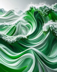 Aufkleber - Green and white dynamic wave abstract party concept background