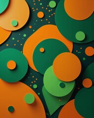 Poster - Orange and green overlapping shapes abstract party concept background