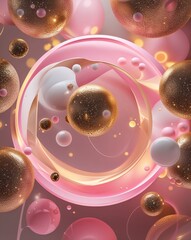 Poster - Pink and gold glowing circles abstract party concept background