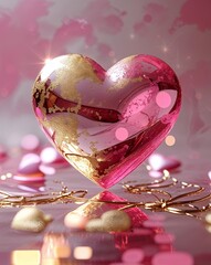 Poster - Pink and gold soft reflections abstract romantic Valentines concept background