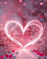Poster - Pink and white soft light streaks abstract romantic Valentines concept background