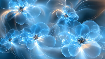 Wall Mural - Floral blue abstract with soft, peaceful impressions. Lyrical Abstract. Illustration