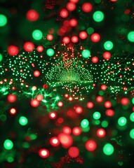 Poster - Red and green twinkling lights abstract Christmas concept background