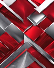 Poster - Red and silver angular patterns abstract party concept background