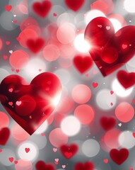 Poster - Red and white soft bokeh glow abstract romantic Valentines concept background
