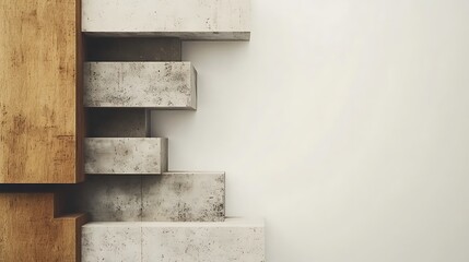 Poster - abstract concrete and wood block structure design