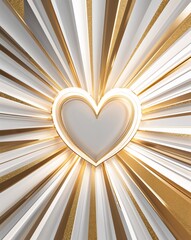 Poster - White and gold light rays abstract romantic Valentines concept background