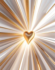Poster - White and gold light rays abstract romantic Valentines concept background