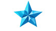 Light blue faceted star shining on transparent background