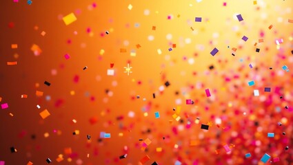 Wall Mural -  orange confetti vibrant mood celebration explosion on gradient party colors background