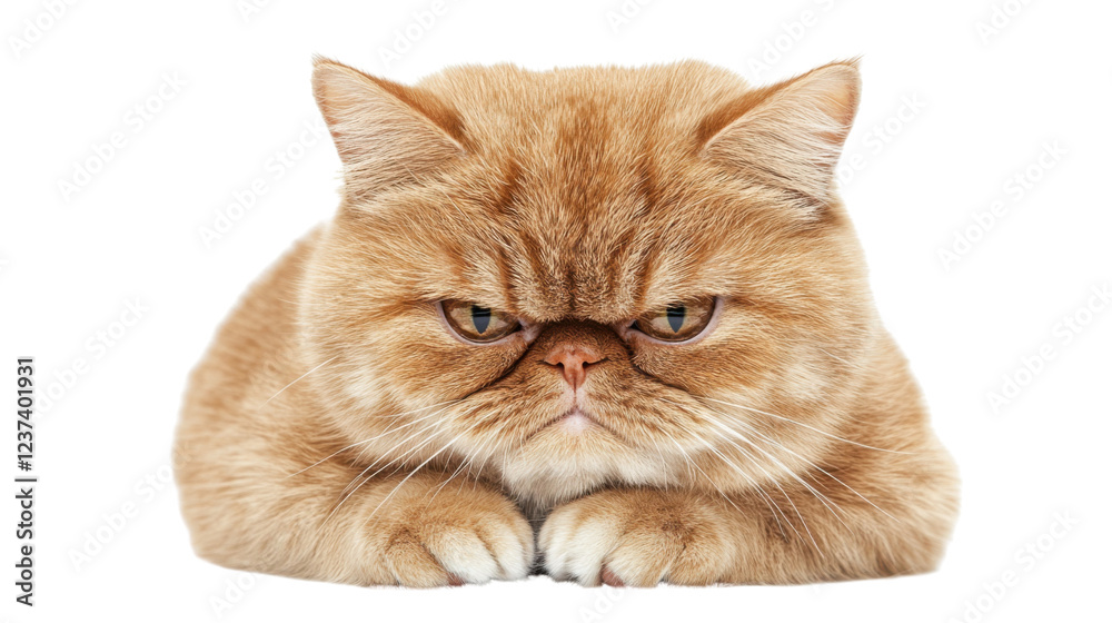 Grumpy red persian cat lying down on transparent background Stock Photo ...