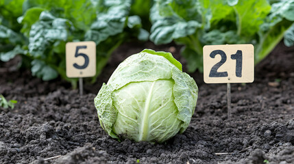 Poster - Cabbage growth experiment, numbered plants