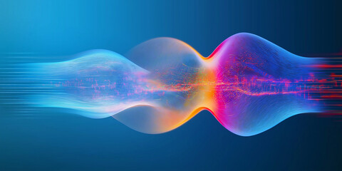Poster - Futuristic data stream transferring digital information with speed and efficiency