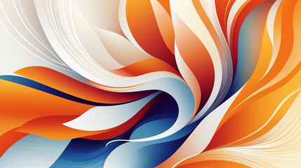 Poster - Abstract orange blue and white swirling shapes background design
