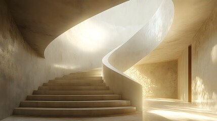 Poster - mesmerizing architectural staircase in a contemporary minimalist setting with captivating geometric 