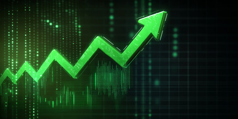 Poster - Green arrow showing growth on financial market chart